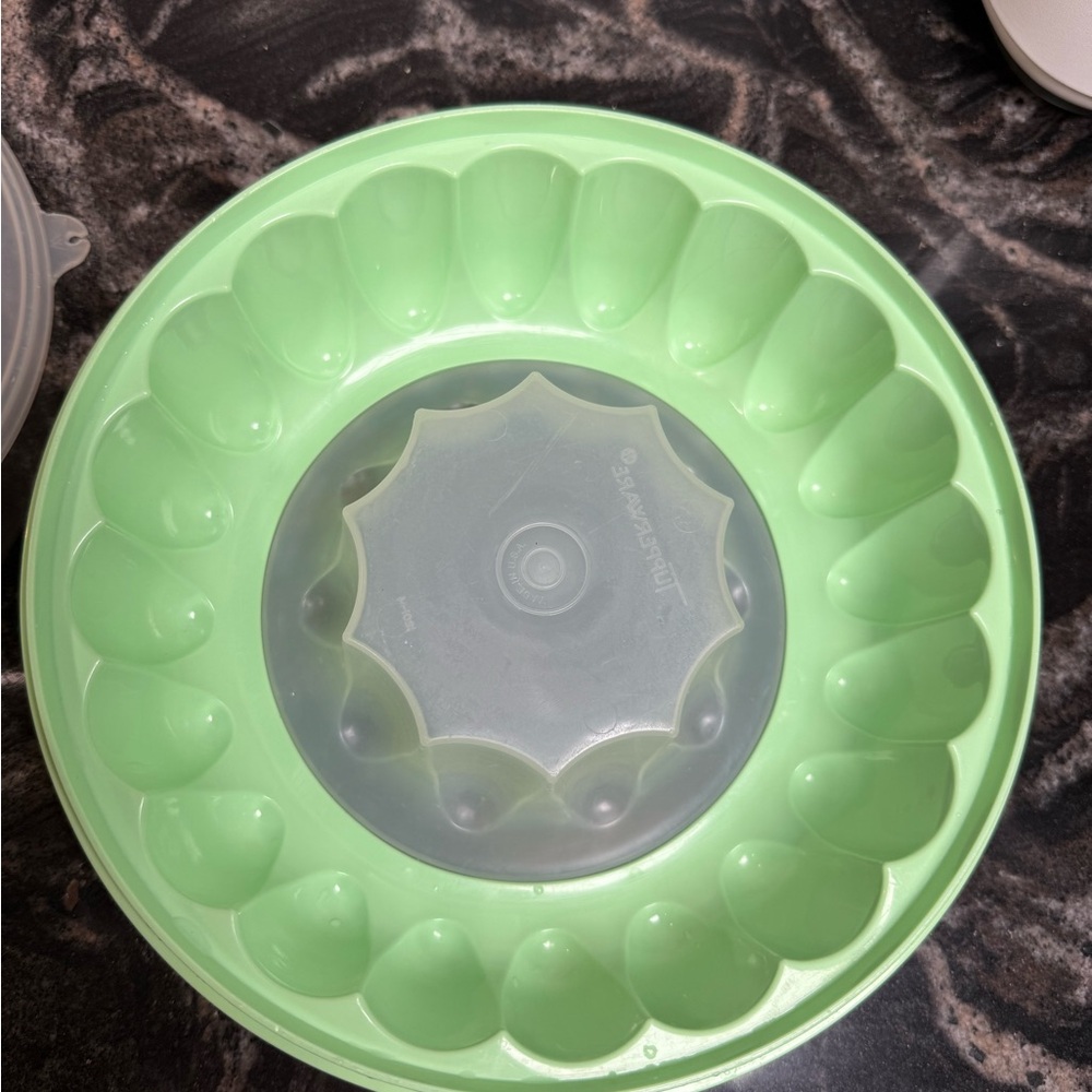 VTG TUPPERWARE JELLO MOLD RING #1201/1202 JADITE GREEN 3 PCS W/ LID JEL-A-RING - Picture 5 of 7